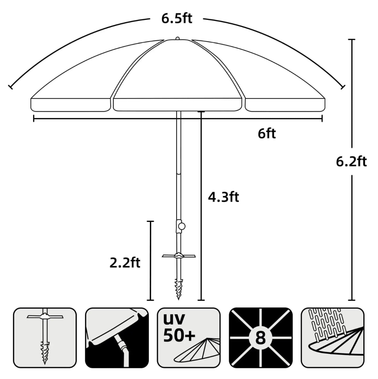 HAMI Beach Umbrella (black)